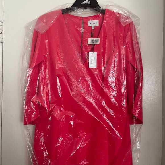 Milly Jana Flutter-Sleeve Sheath Dress in Guava Pink Size 12 NWT - Picture 5 of 5